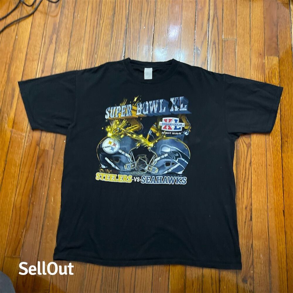 NFL Super Bowl XL Steelers vs. Seahawks T-Shirt Unisex XL Multi-Color